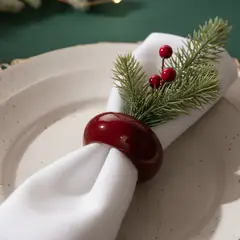 MICA - Set 4 Porta Servilleta Anillo Rojo Navidad