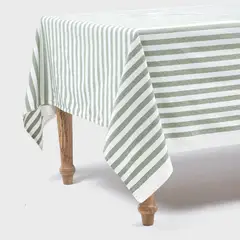BASEMENT HOME - Mantel Rectangular Algodón Líneas Verdes