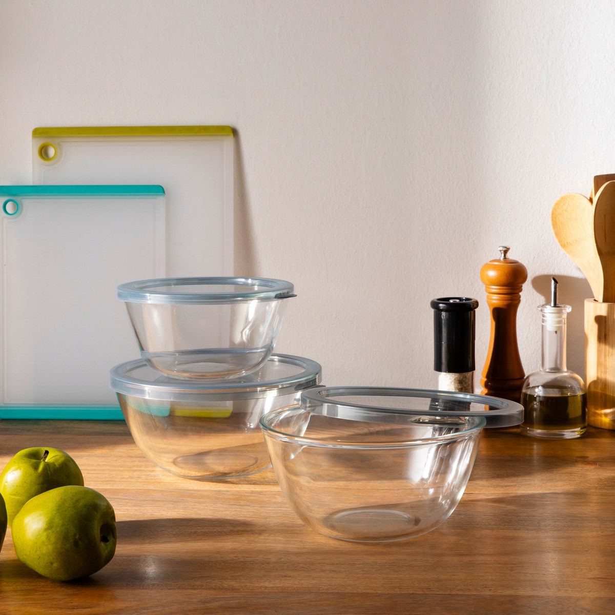 MICA - Set de Bowls Mica Vidrio con Tapa 3 Unidades