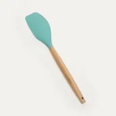 MICA - Espátula Plana Silicona Turquesa Mango Madera