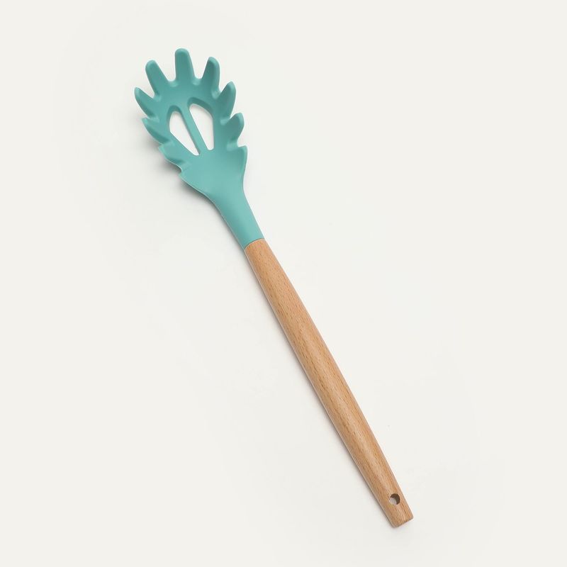 MICA - Cuchararón Spaghetti Silicona Turquesa Mnago Madera Mica