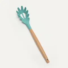 MICA - Cuchararón Spaghetti Silicona Turquesa Mnago Madera