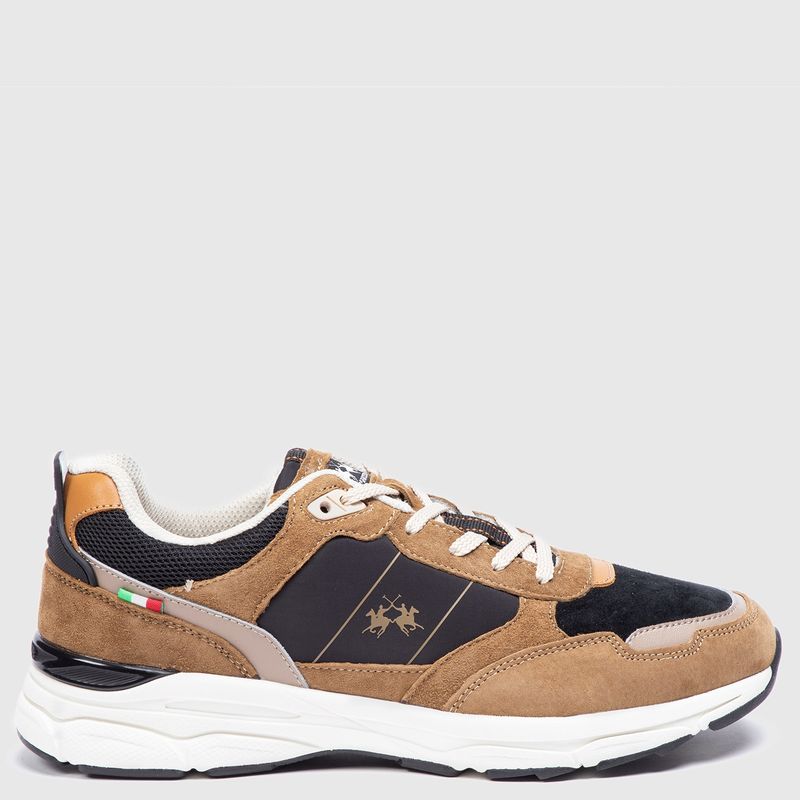 LA MARTINA - Zapatilla Urbana Hombre Cuero Café La Martina
