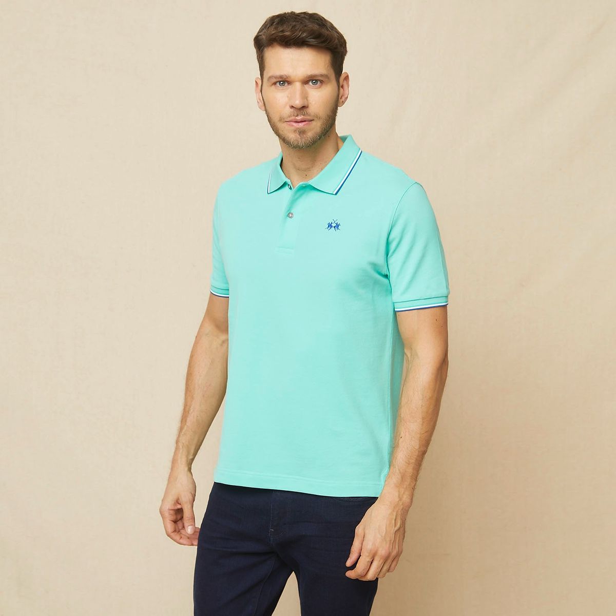 LA MARTINA - Polera Manga Corta Cuello Pique Hombre La Martina