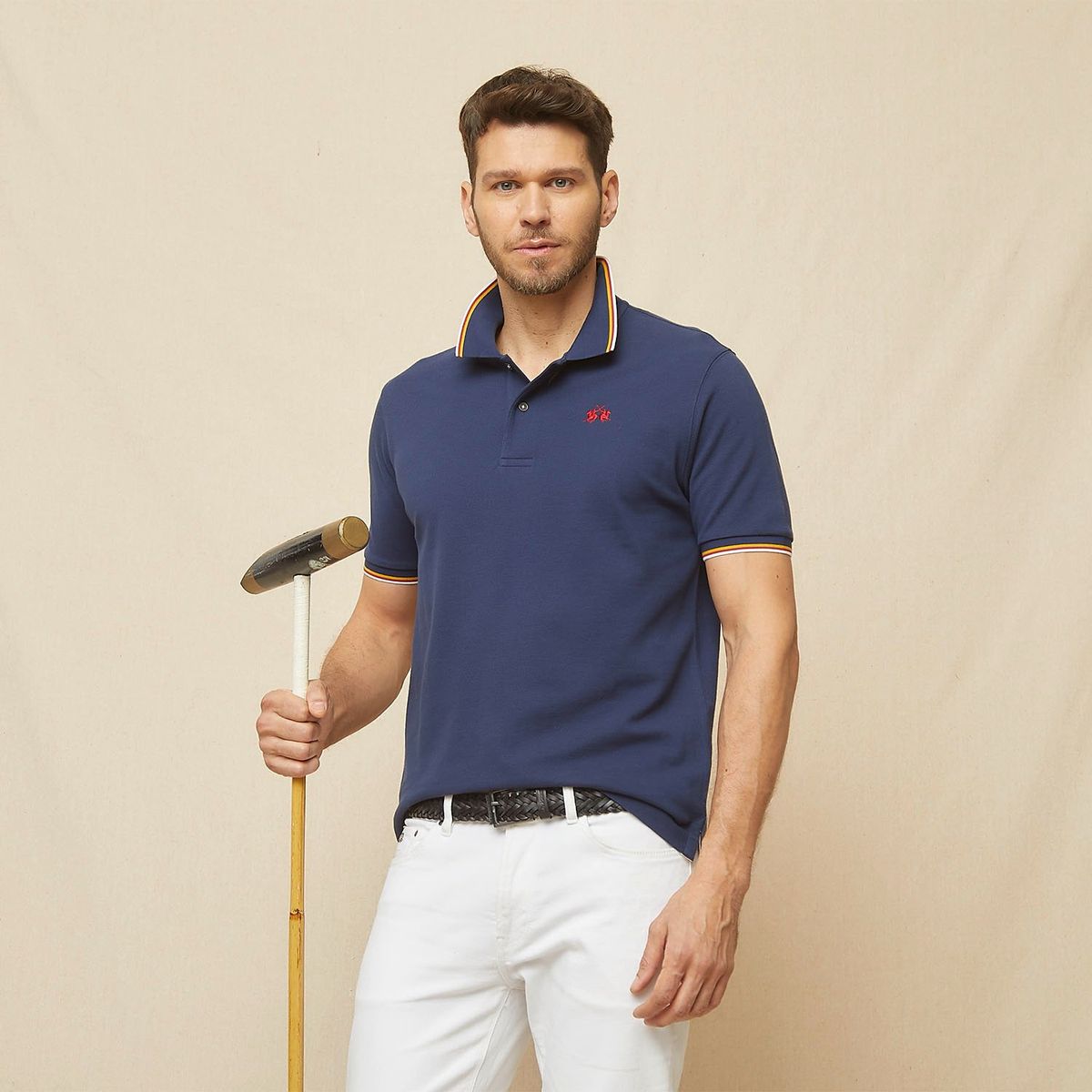 LA MARTINA - Polera Manga Corta Cuello Pique Hombre La Martina