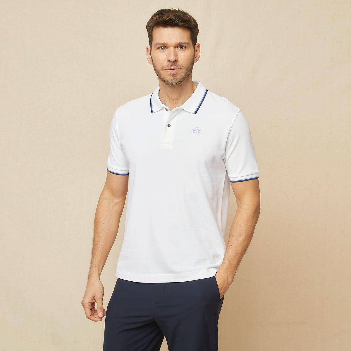 LA MARTINA - Polera Manga Corta Cuello Pique Hombre La Martina