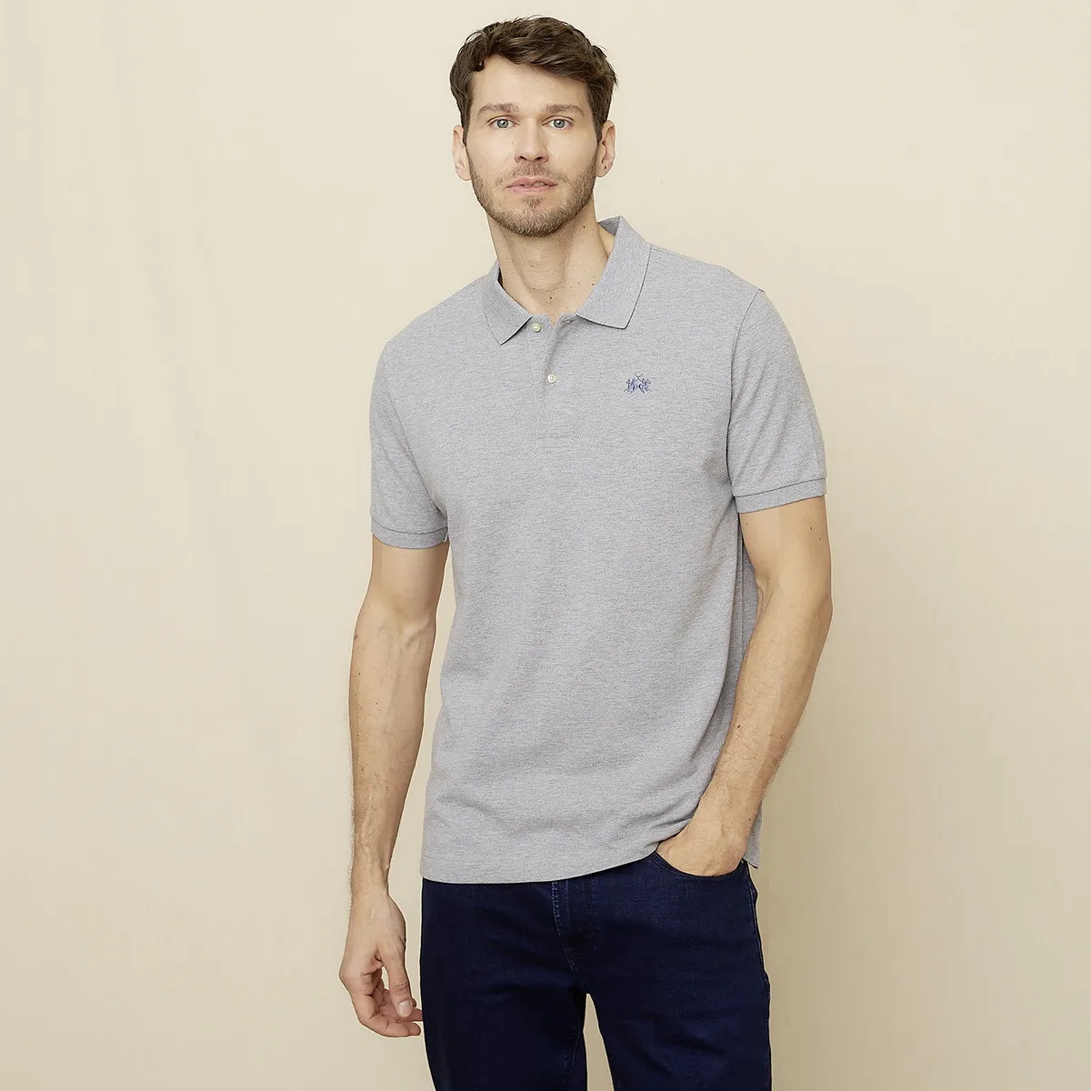 LA MARTINA - Polera Manga Corta Cuello Pique Hombre La Martina