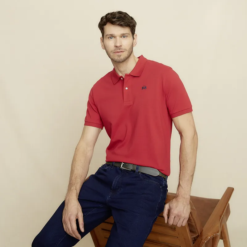 LA MARTINA - Polera Manga Corta Cuello Pique Hombre La Martina