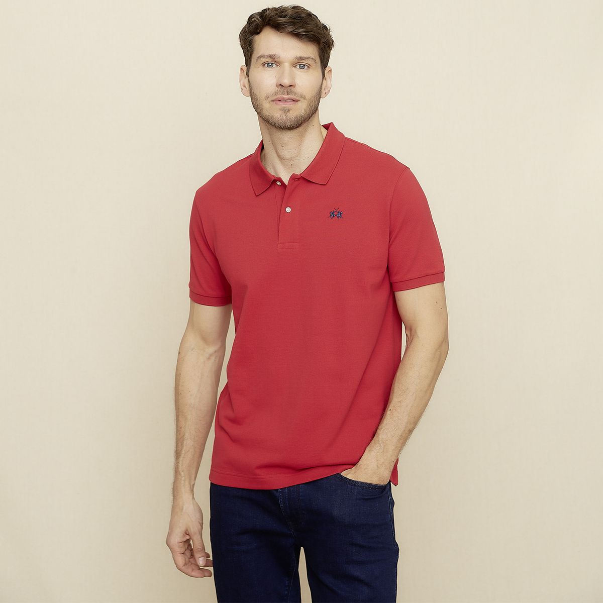 LA MARTINA - Polera Manga Corta Cuello Pique Hombre La Martina