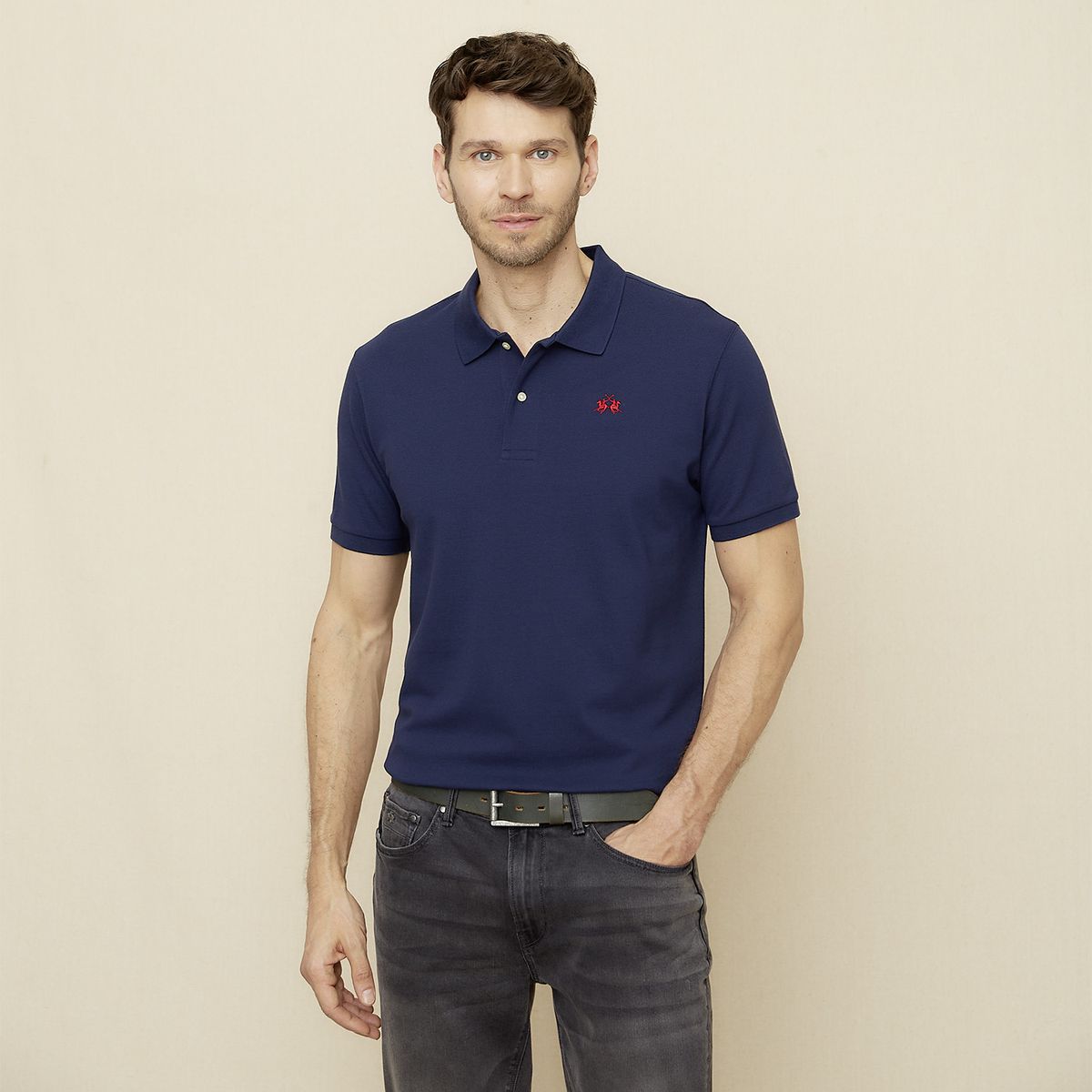 LA MARTINA - Polera Manga Corta Cuello Pique Hombre La Martina