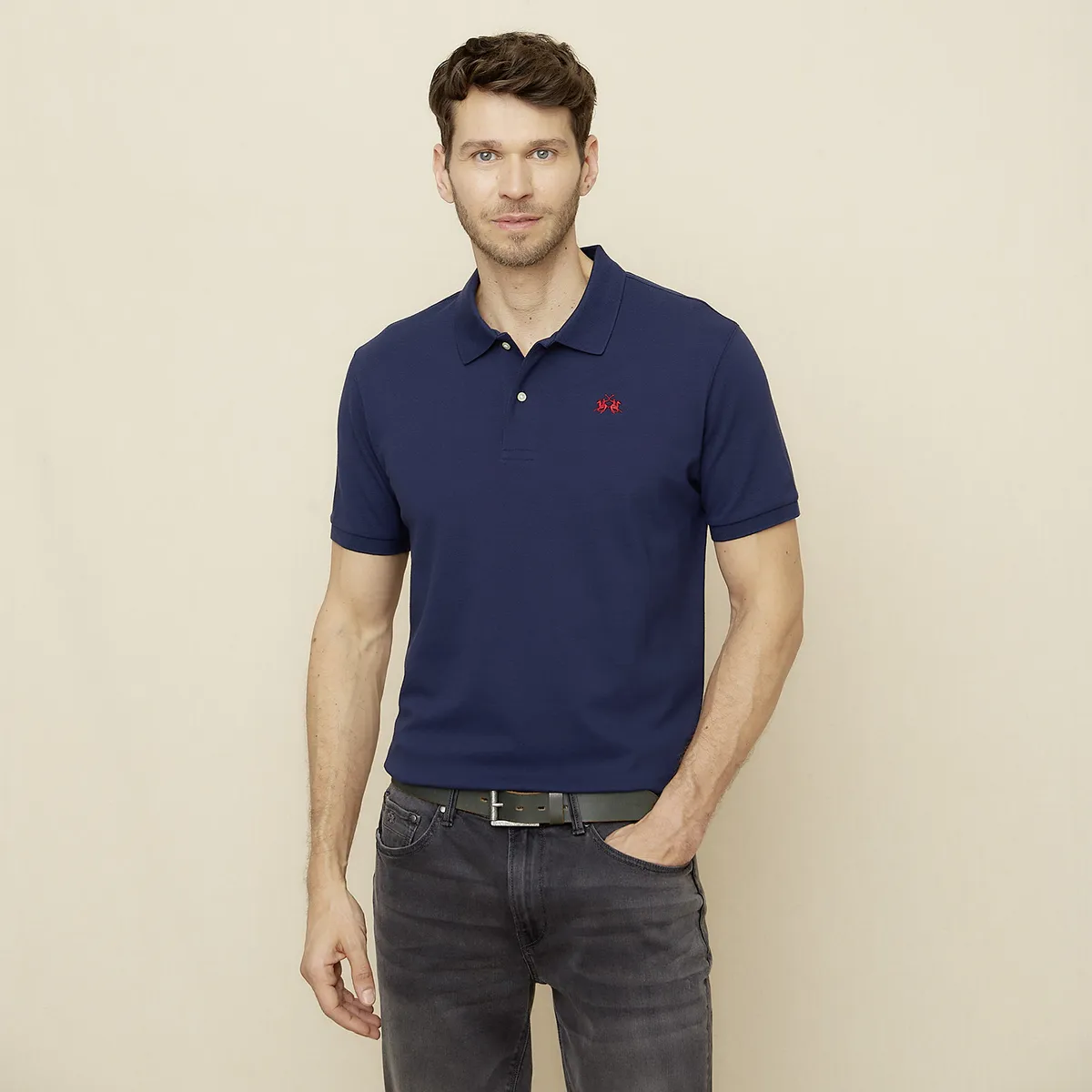 LA MARTINA - Polera Manga Corta Cuello Pique Hombre La Martina