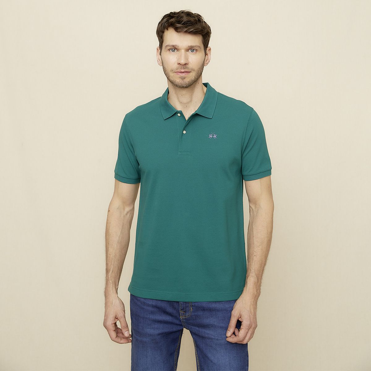 LA MARTINA - Polera Manga Corta Cuello Pique Hombre La Martina