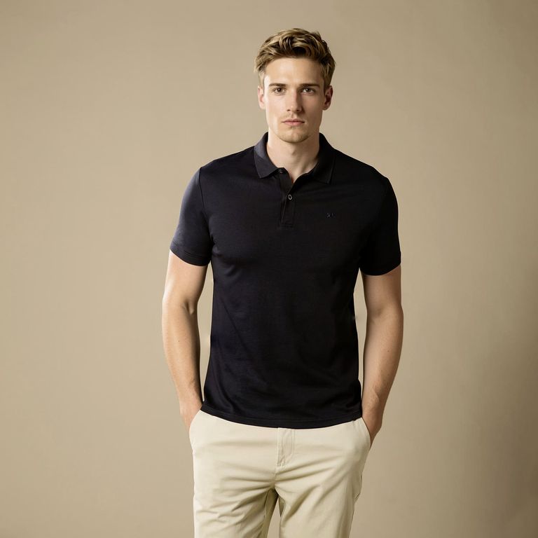 Polera Manga Corta Cuello Polo 100% Algodón Hombre Wolf and Hank