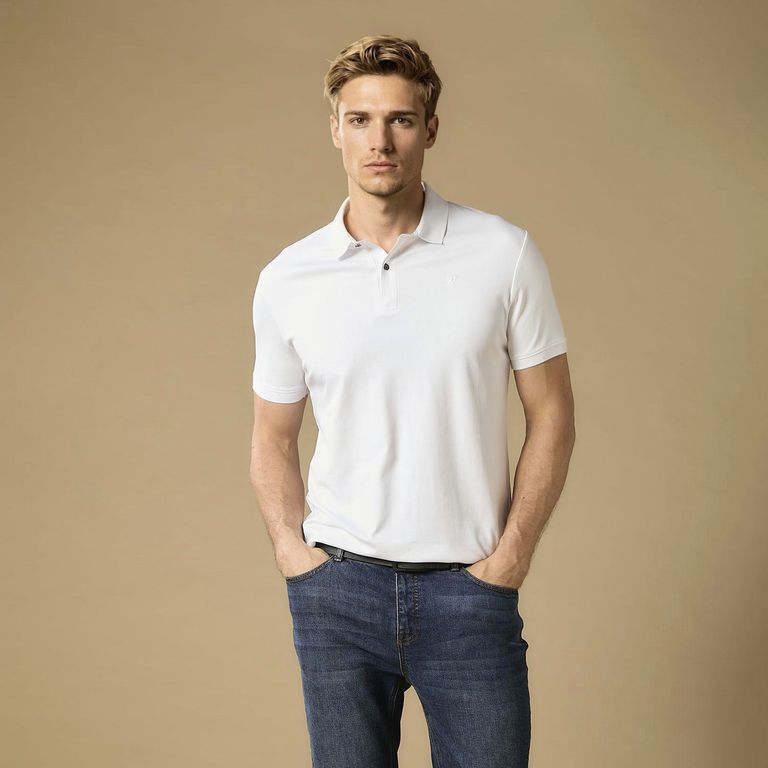 Polera Manga Corta Cuello Polo 100% Algodón Hombre Wolf and Hank