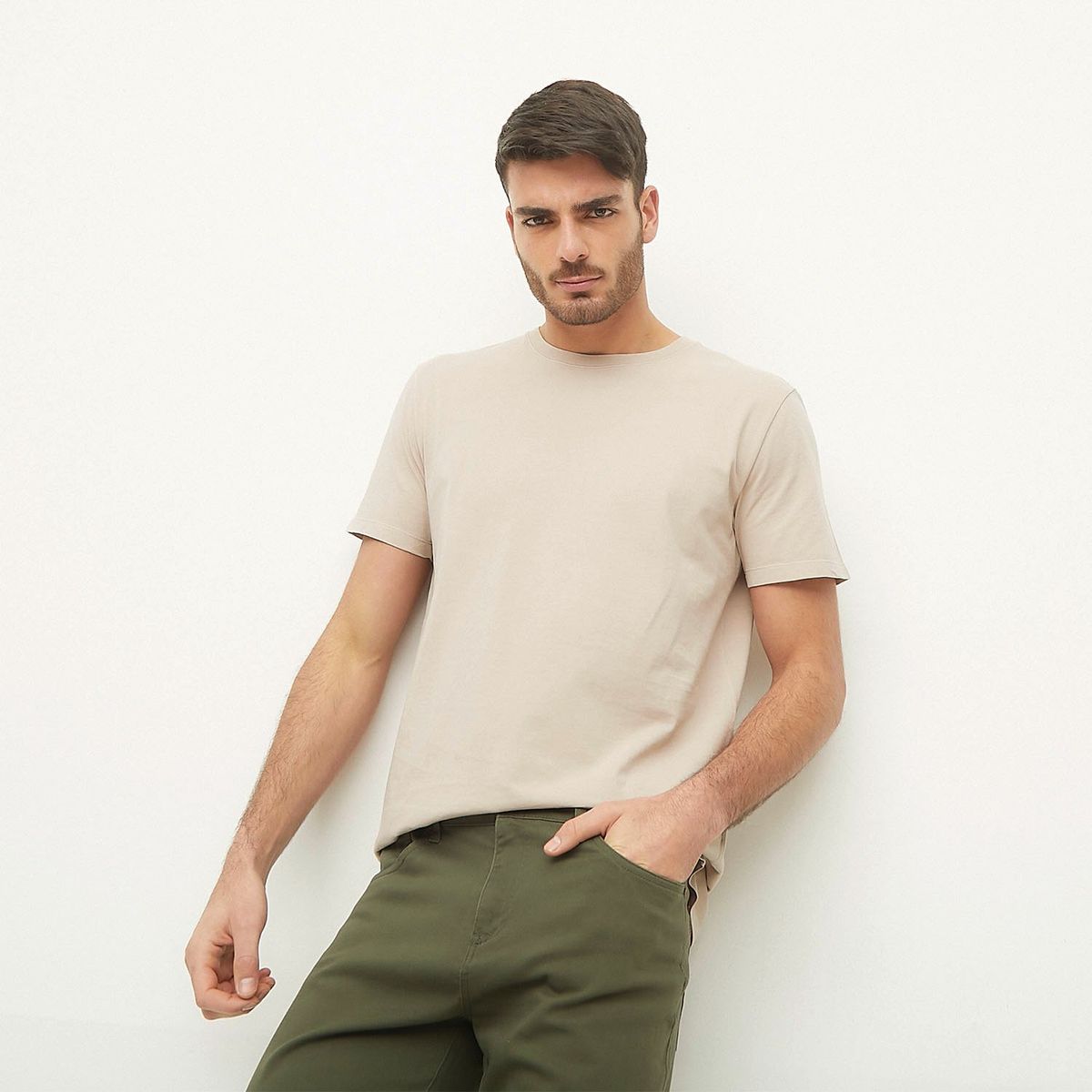 BASEMENT - Polera Manga Corta Cuello Redondo Basement Algodón Hombre