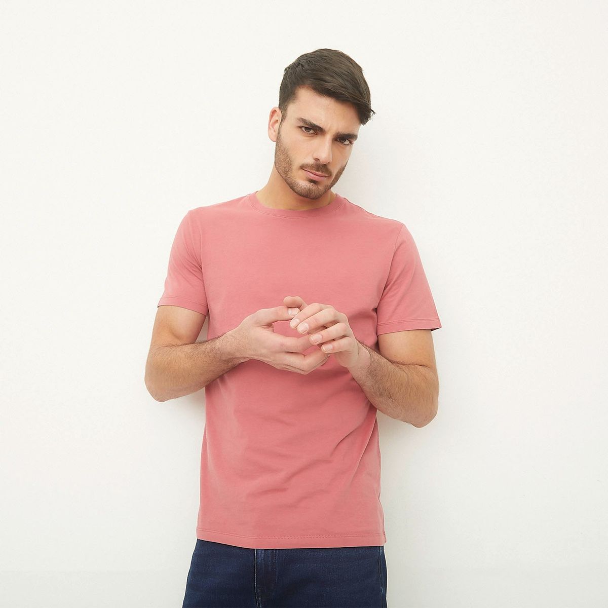 BASEMENT - Polera Manga Corta Cuello Redondo Basement Algodón Hombre