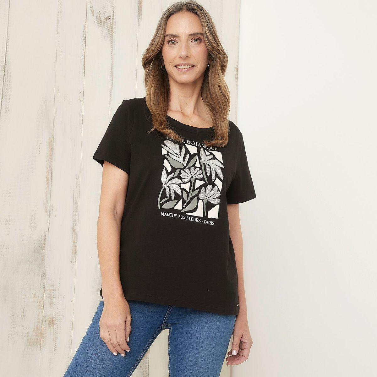 S COCCI - Polera de Algodón con Estampado Floral para Mujer