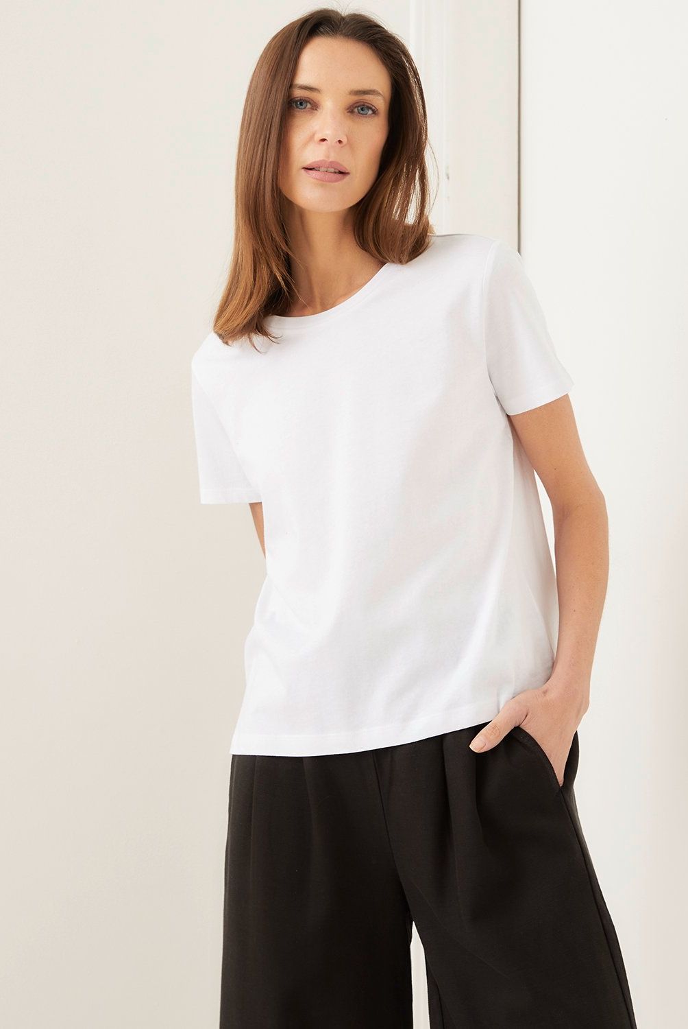 BASEMENT - Polera Casual Basement Manga Corta Algodón Orgánico Mujer