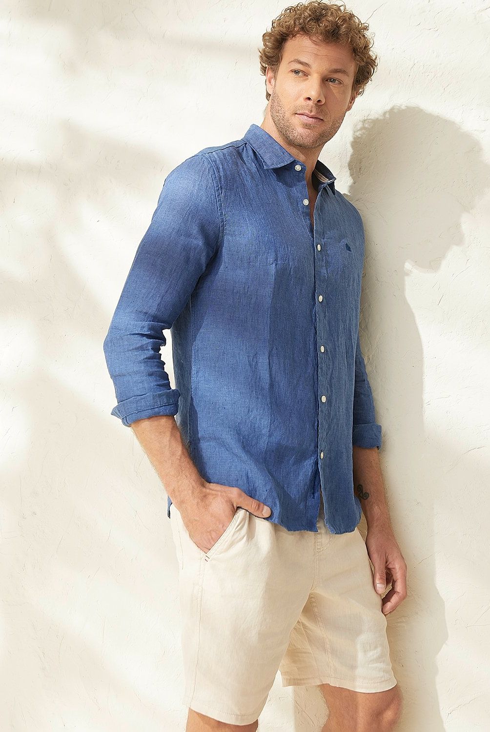 CASCAIS - Camisa Casual Lino Cascais Slim Fit Hombre