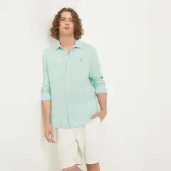 CASCAIS - Camisa Casual Manga Larga Slim Fit Lino Hombre