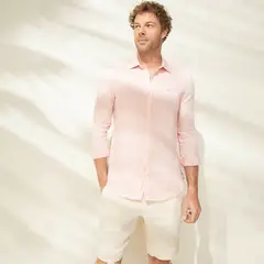 CASCAIS - Camisa Casual Manga Larga Slim Fit Lino Hombre