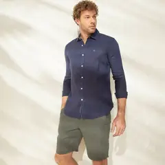 CASCAIS - Camisa Casual Manga Larga Slim Fit Lino Hombre