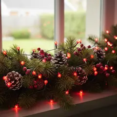 MICA - Guirnaldada 100 Luces Led Globo Rojo 3.9 Metros Adorno Navidad