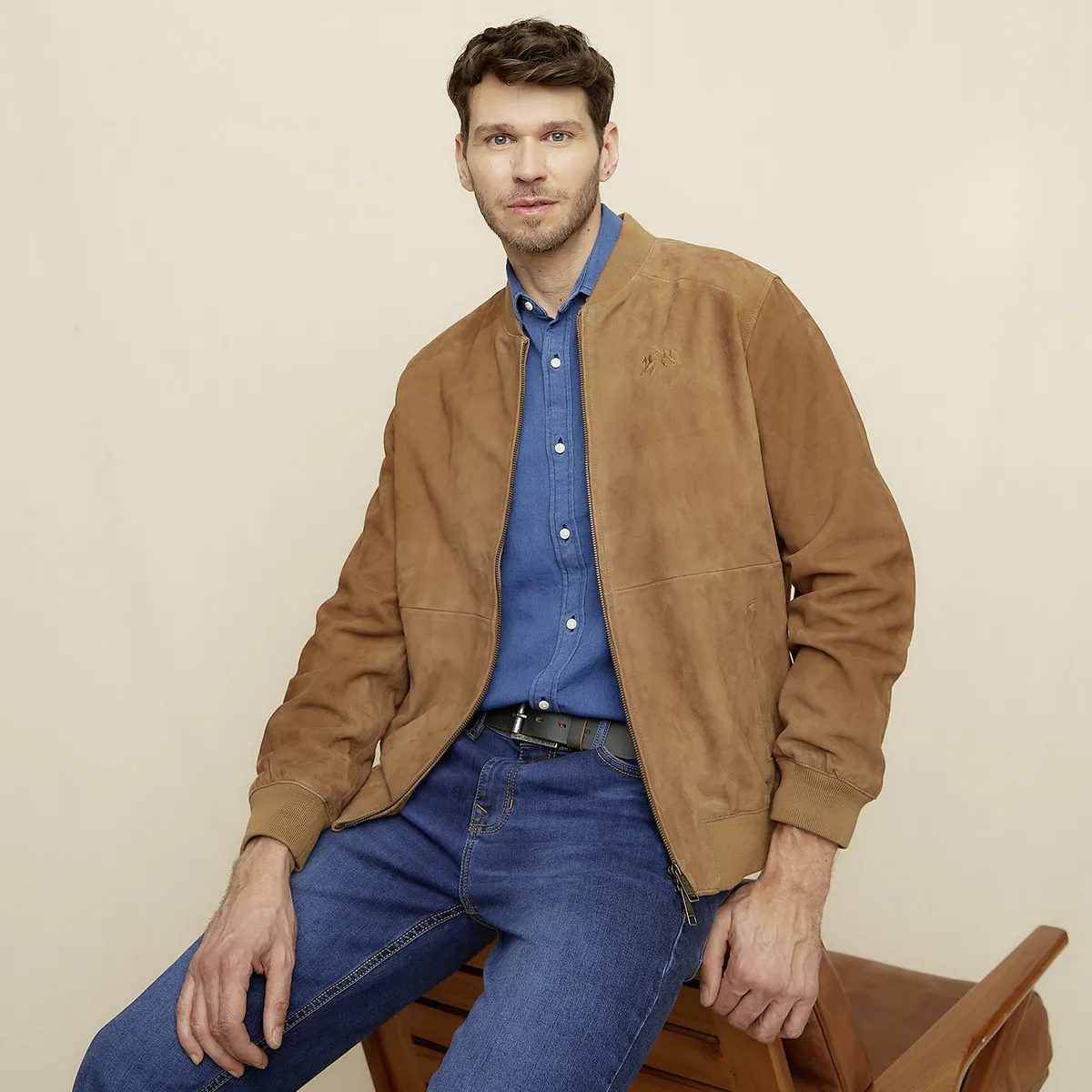 LA MARTINA - Chaqueta Bomber Gamuza Hombre La Martina