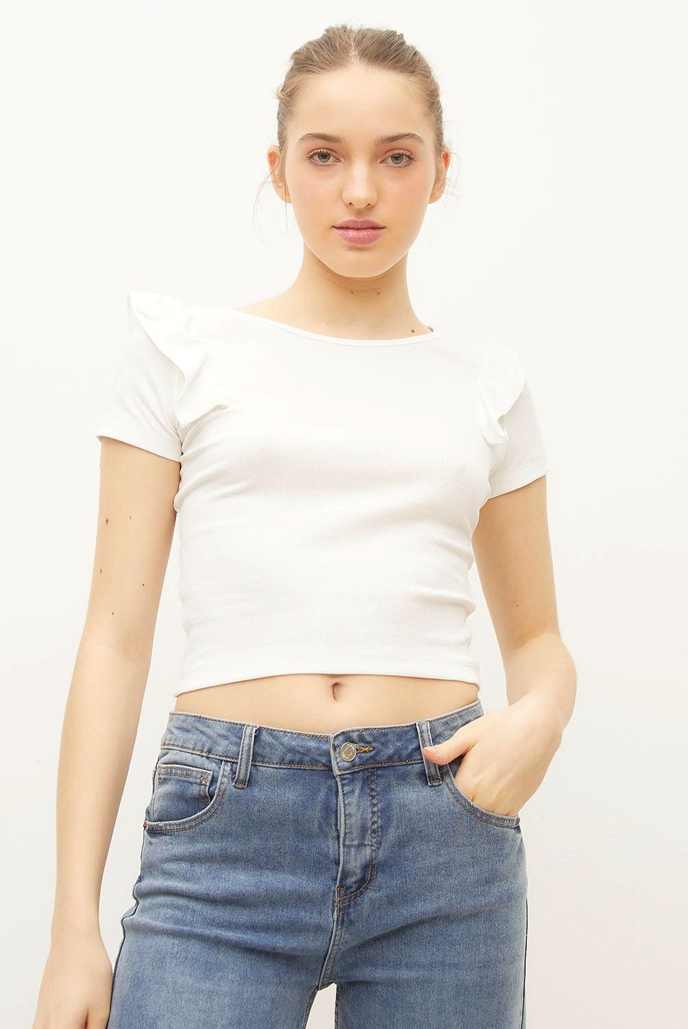 SYBILLA - Polera Casual Mujer Manga corta Algodón