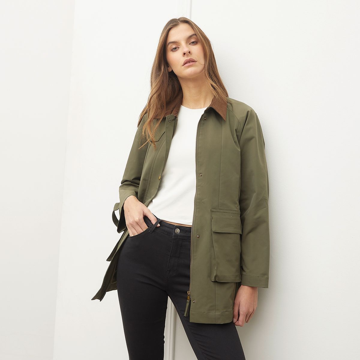 BASEMENT - Chaqueta Gabardina Mujer Basement