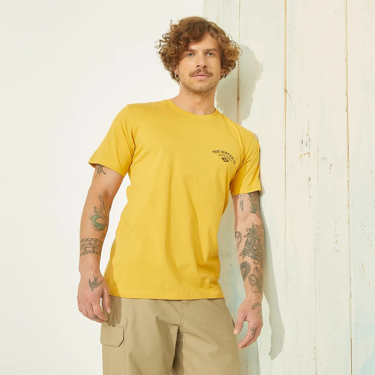 DOO AUSTRALIA - Polera Doo Australia Manga Corta Estampada Hombre Algodón