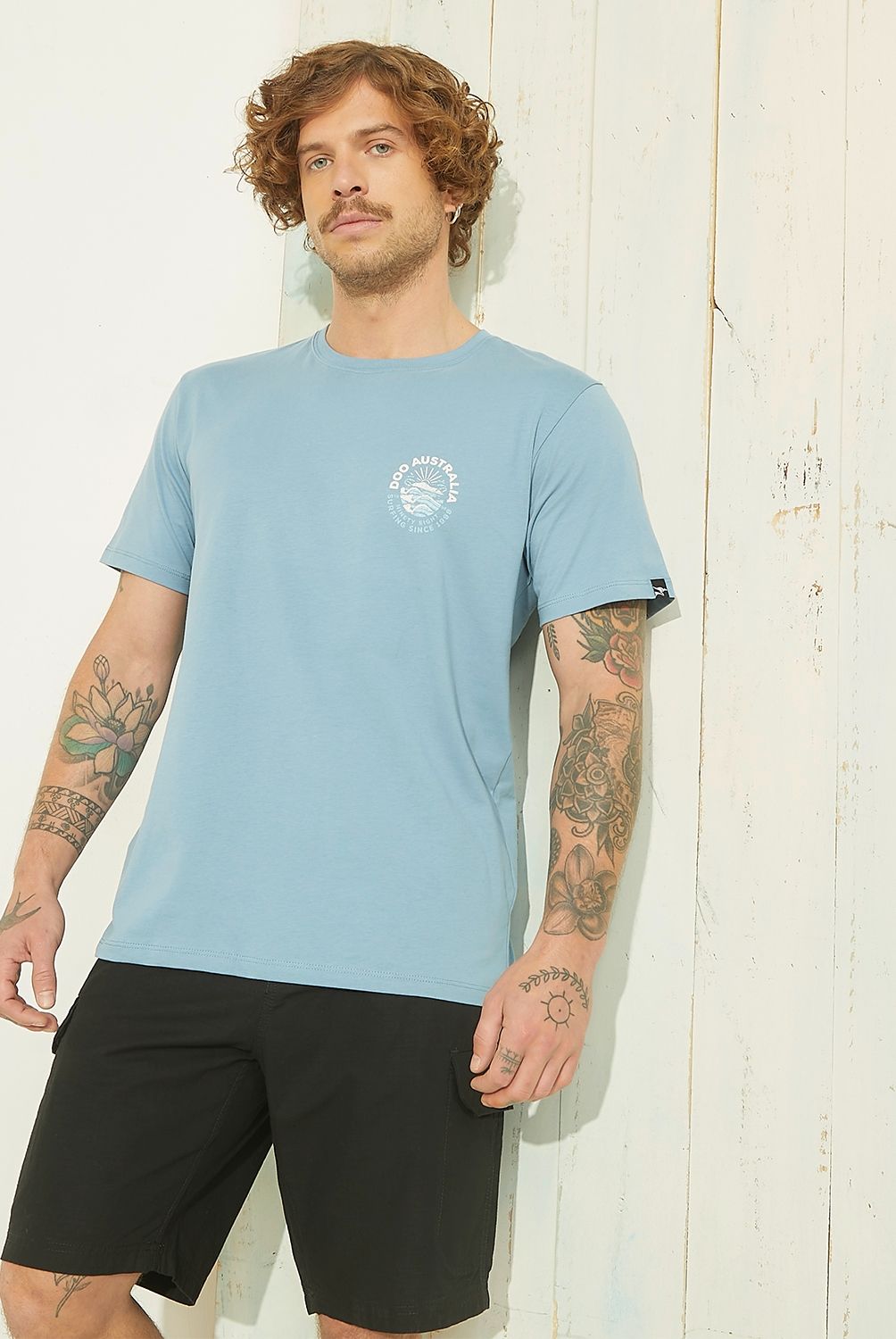 DOO AUSTRALIA - Polera Doo Australia Manga Corta Estampada Hombre Algodón