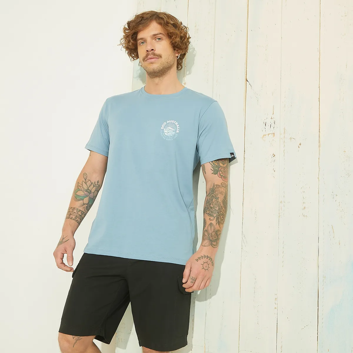 DOO AUSTRALIA - Polera Doo Australia Manga Corta Estampada Hombre Algodón