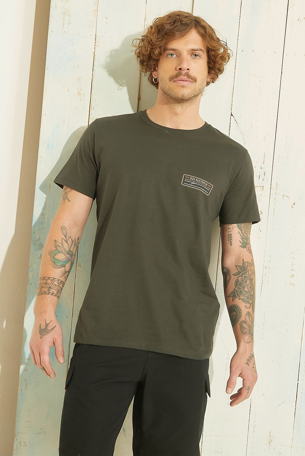 DOO AUSTRALIA - Polera Doo Australia Manga Corta Estampada Hombre Algodón