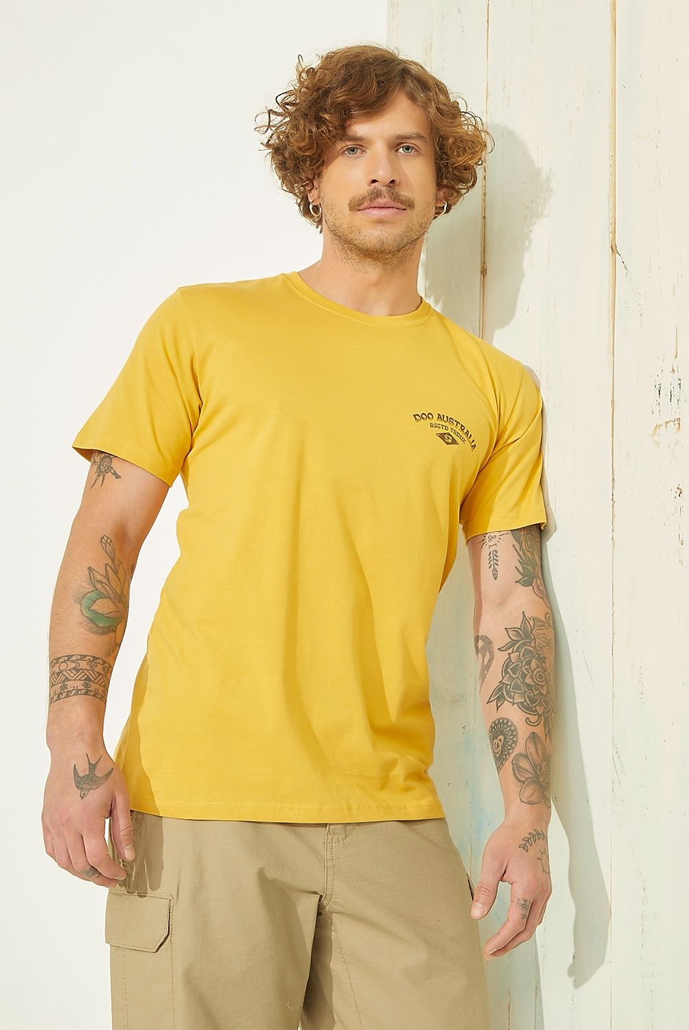 DOO AUSTRALIA - Polera Doo Australia Manga Corta Estampada Hombre Algodón