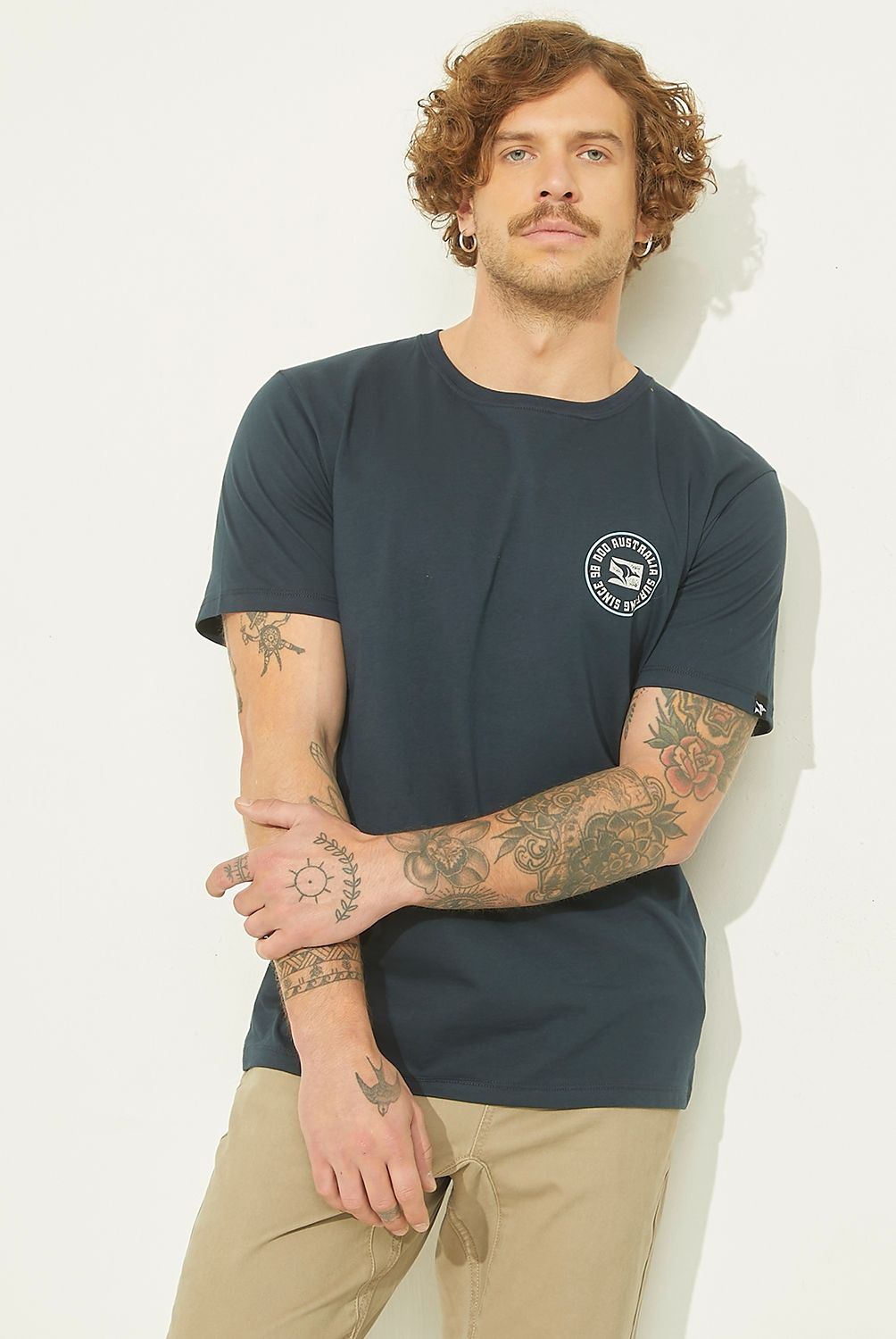 DOO AUSTRALIA - Polera Doo Australia Manga Corta Estampada Hombre Algodón