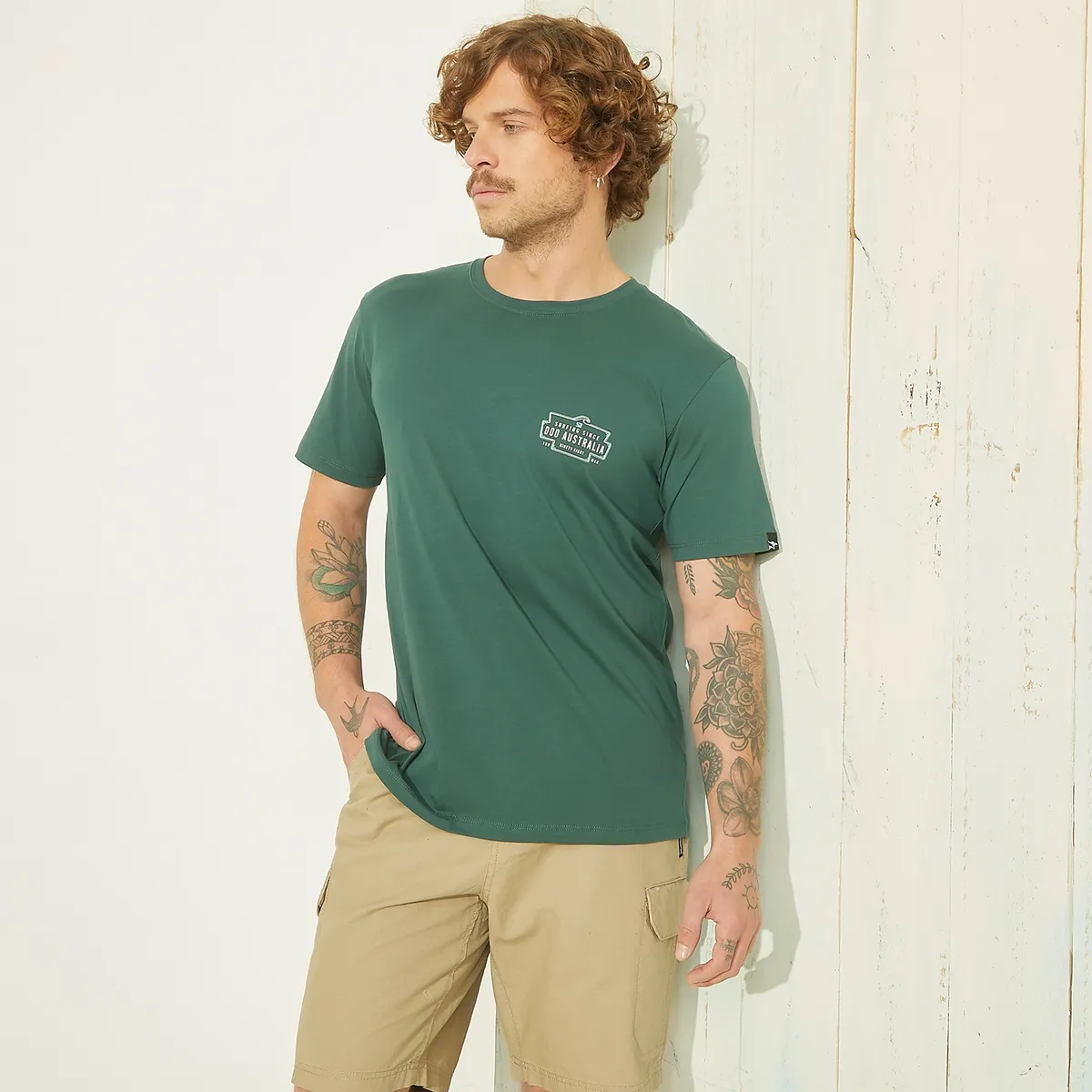 DOO AUSTRALIA - Polera Doo Australia Manga Corta Estampada Hombre Algodón