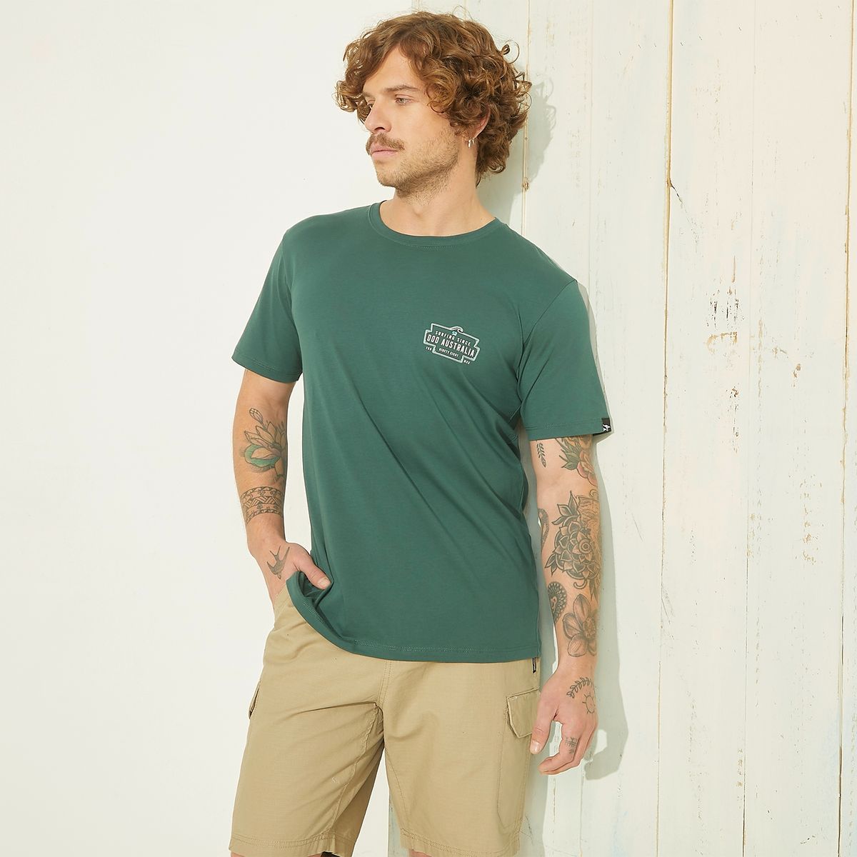 DOO AUSTRALIA - Polera Doo Australia Manga Corta Estampada Hombre Algodón