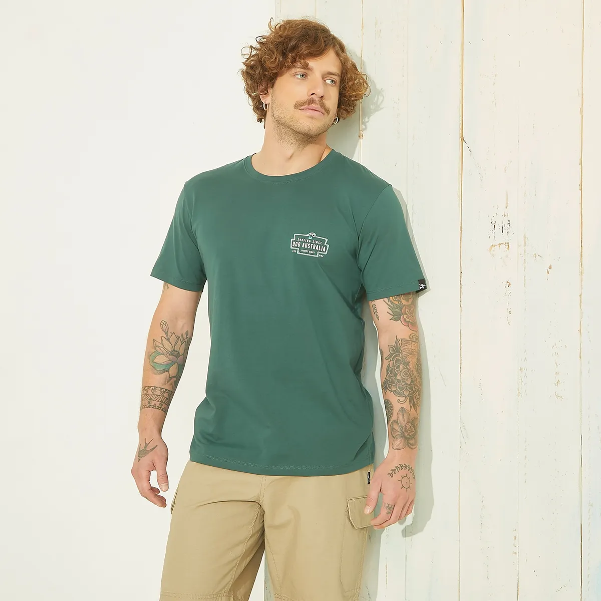 DOO AUSTRALIA - Polera Doo Australia Manga Corta Estampada Hombre Algodón