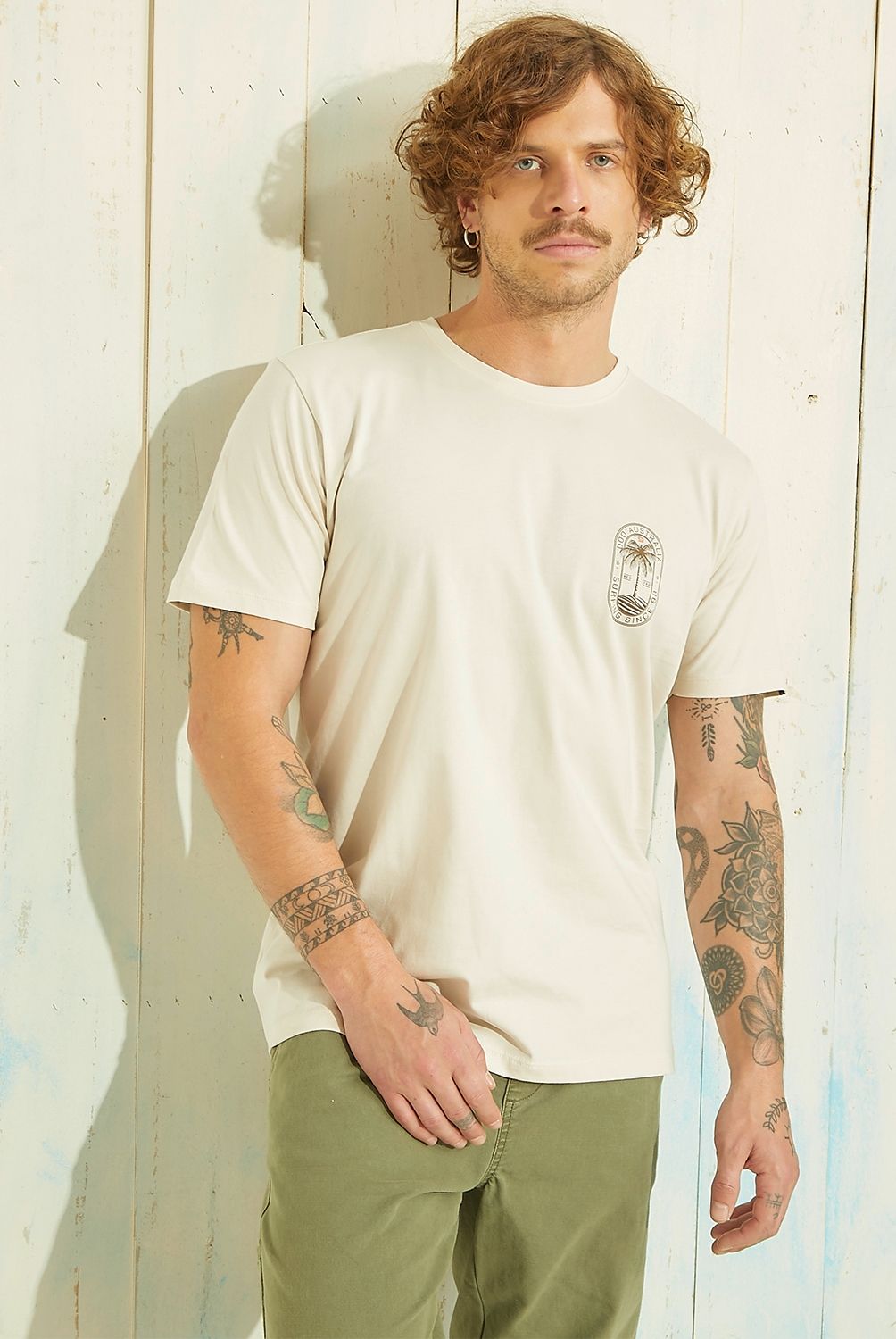 DOO AUSTRALIA - Polera Doo Australia Manga Corta Estampada Hombre Algodón
