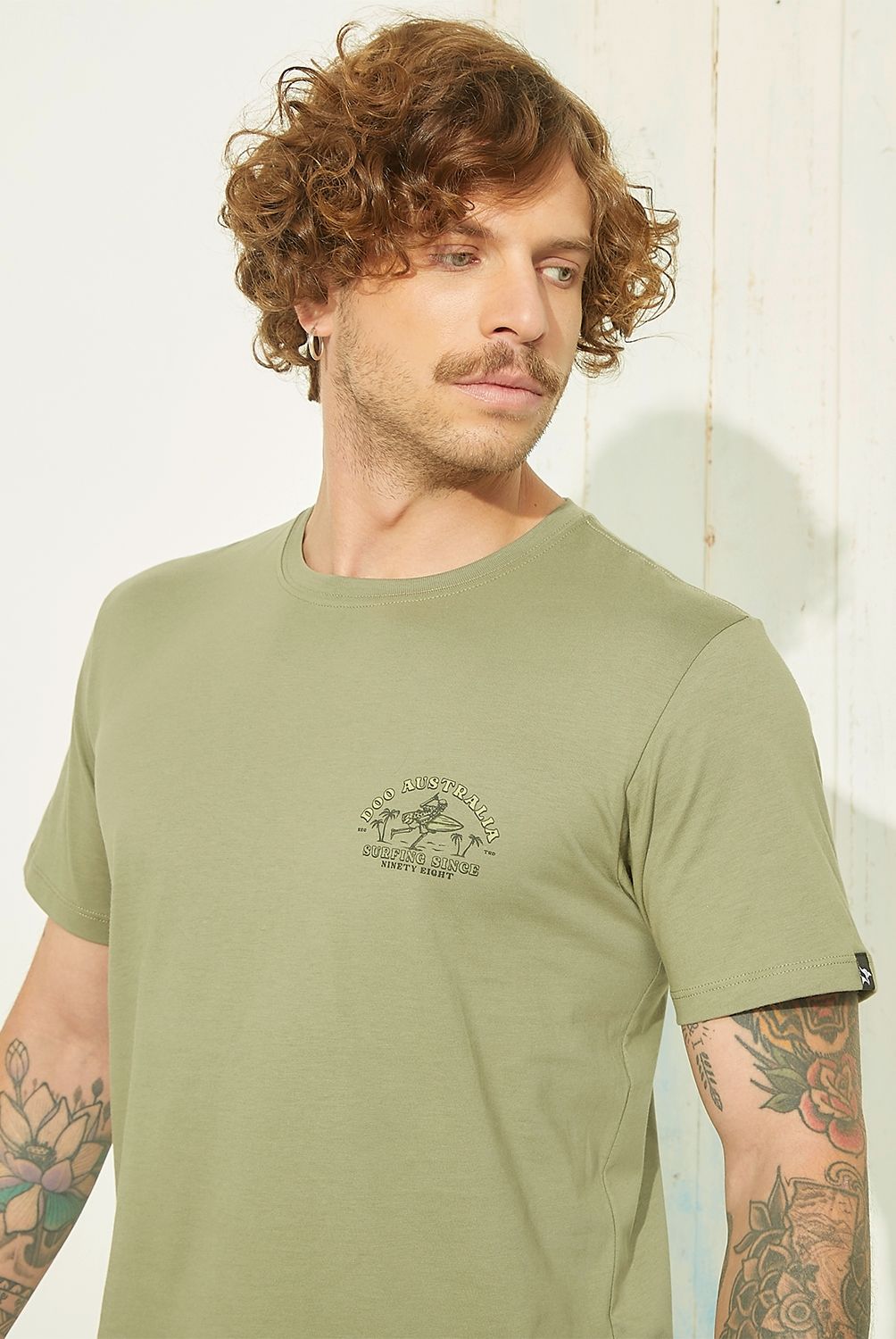 DOO AUSTRALIA - Polera Doo Australia Manga Corta Estampada Hombre Algodón