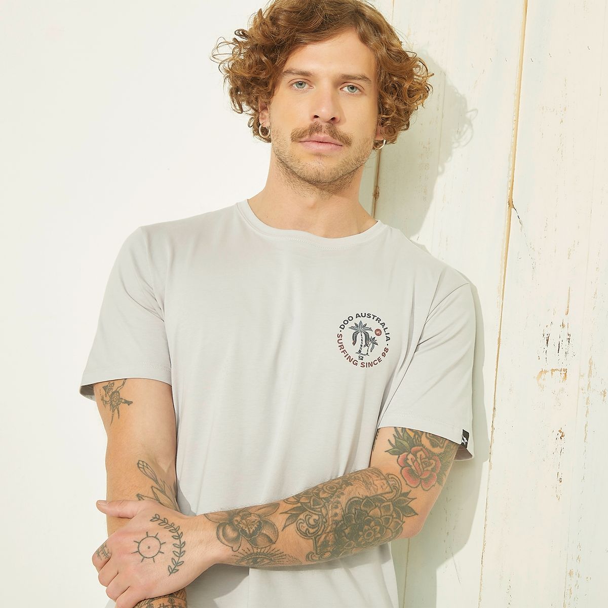 DOO AUSTRALIA - Polera Doo Australia Manga Corta Estampada Hombre Algodón