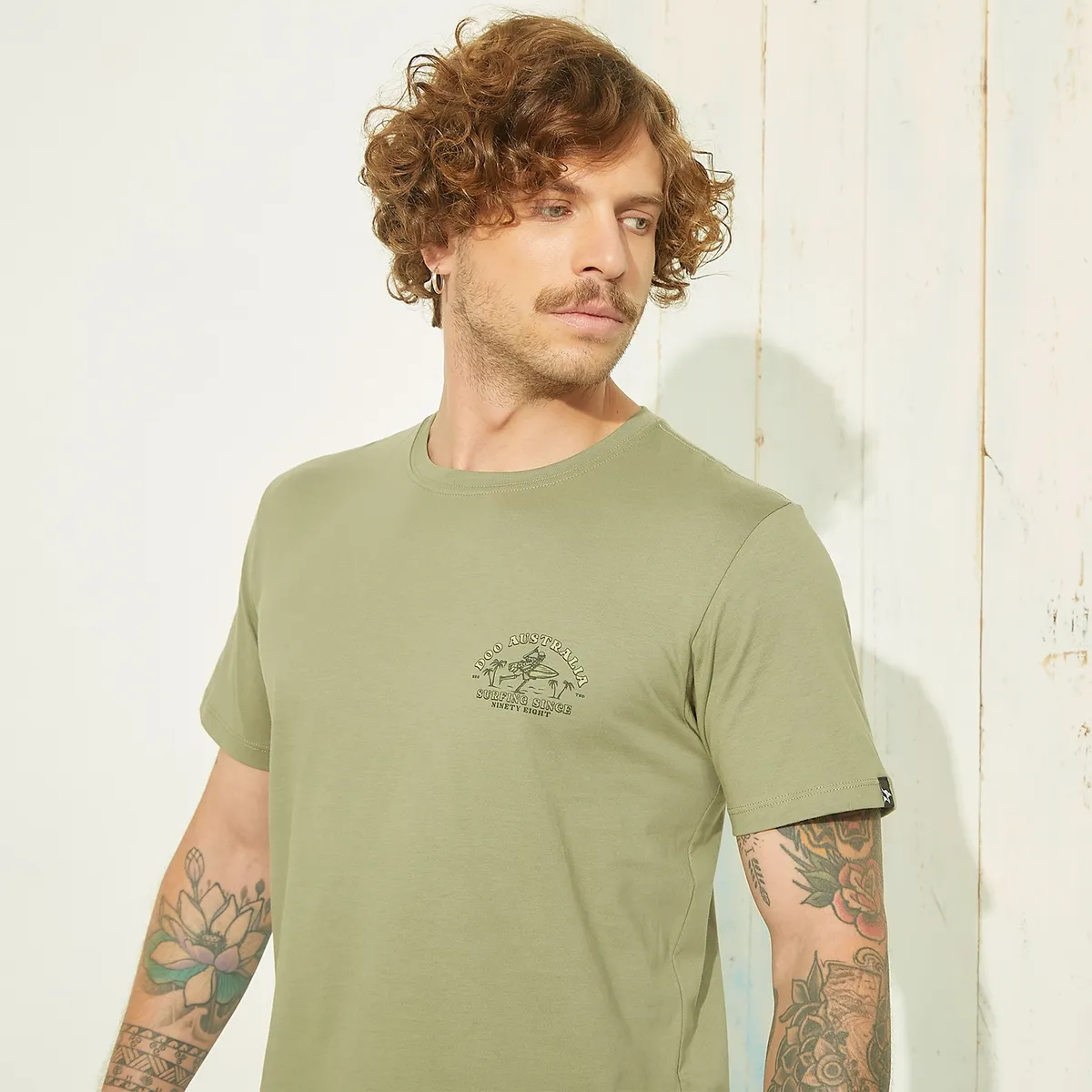 DOO AUSTRALIA - Polera Doo Australia Manga Corta Estampada Hombre Algodón