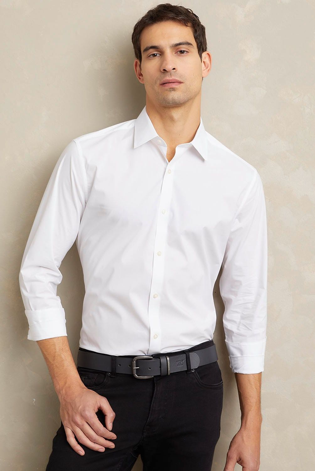 WOLF&HANK - Camisa de Vestir Hombre Wolf&Hank Manga Larga Algodón Lisa