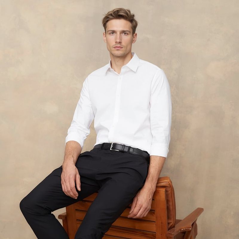 WOLF&HANK - Camisa de Vestir Hombre Wolf&Hank Manga Larga Algodón Lisa