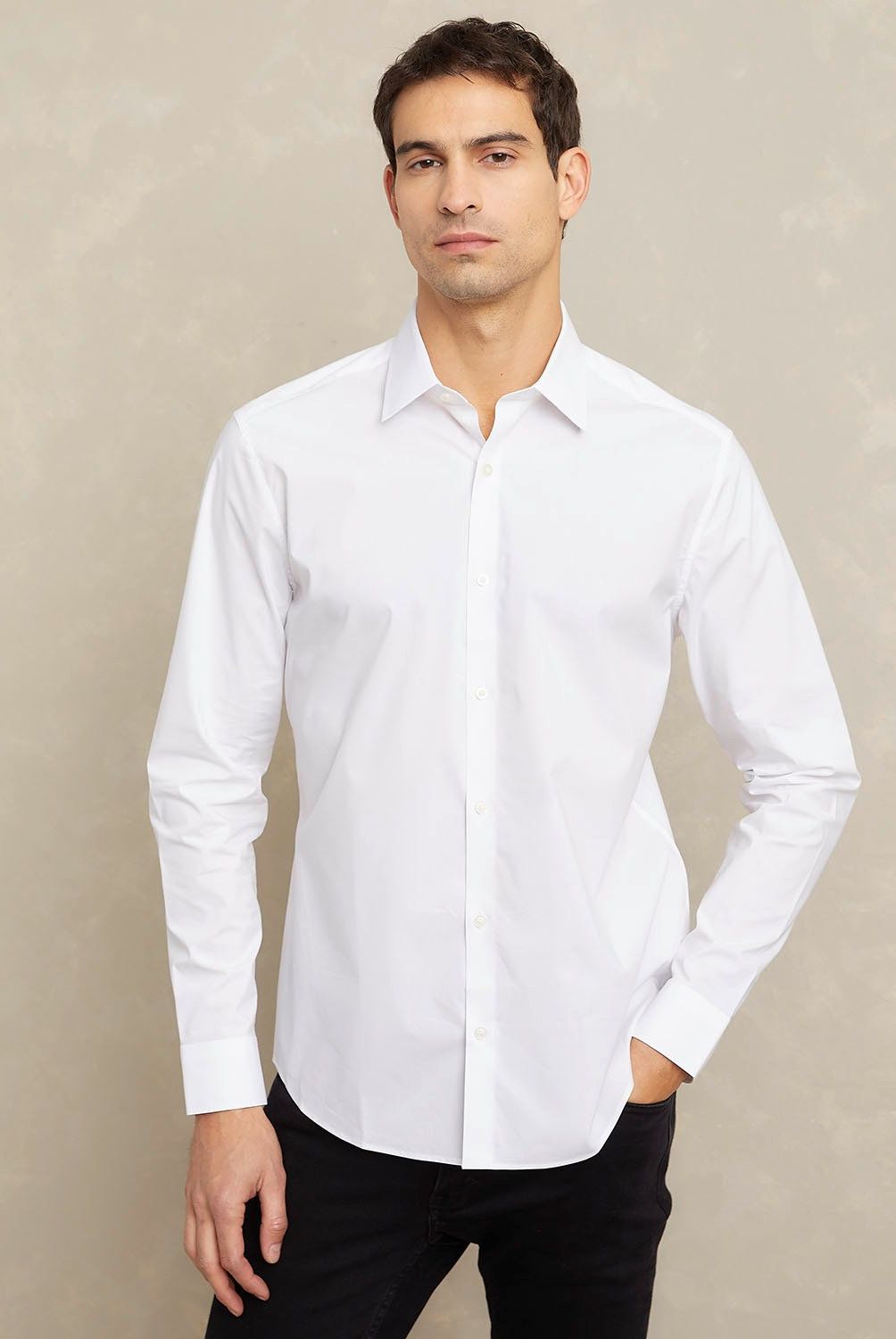 WOLF&HANK - Camisa de Vestir Hombre Wolf&Hank Manga Larga Algodón Lisa