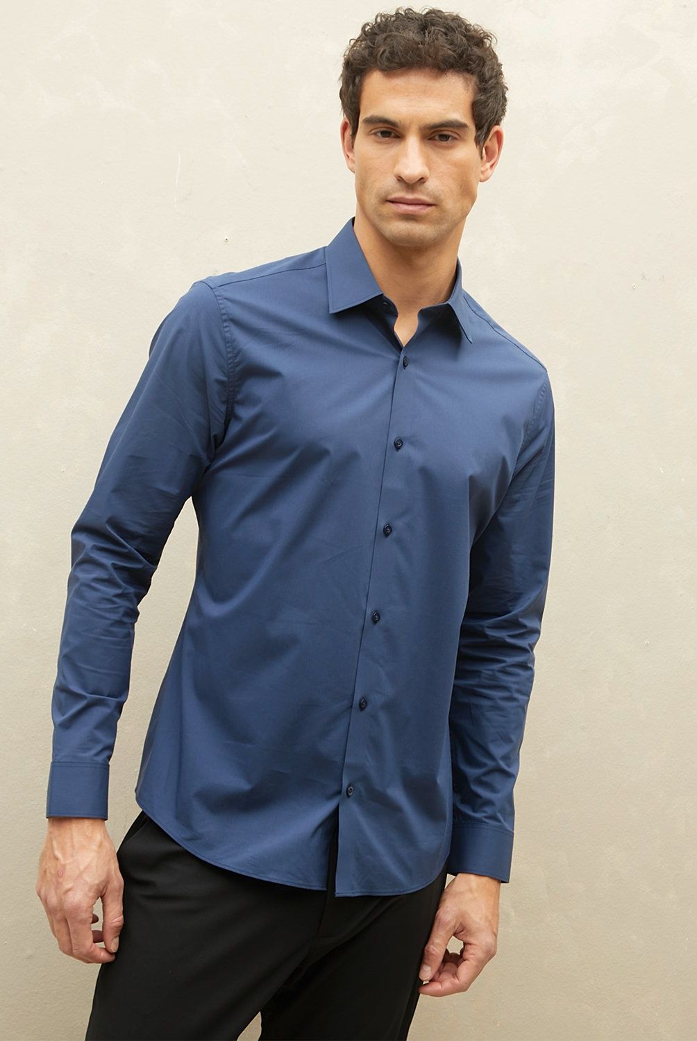 WOLF&HANK - Camisa de Vestir Hombre Wolf&Hank Manga Larga Algodón Lisa