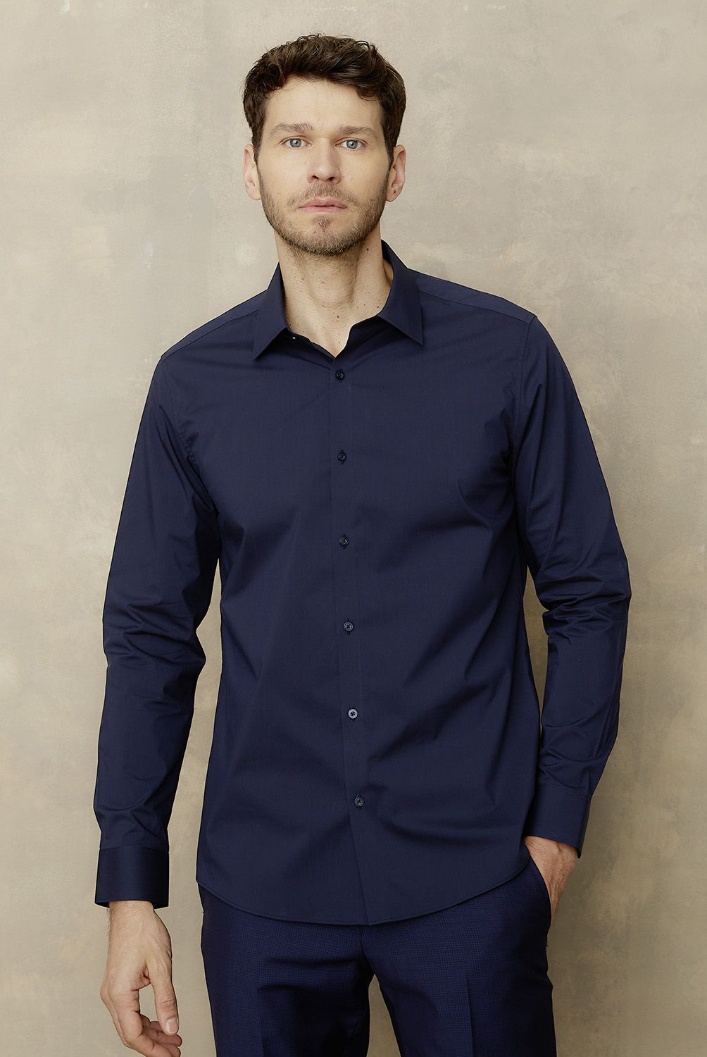WOLF&HANK - Camisa de Vestir Hombre Wolf&Hank Manga Larga Algodón Lisa