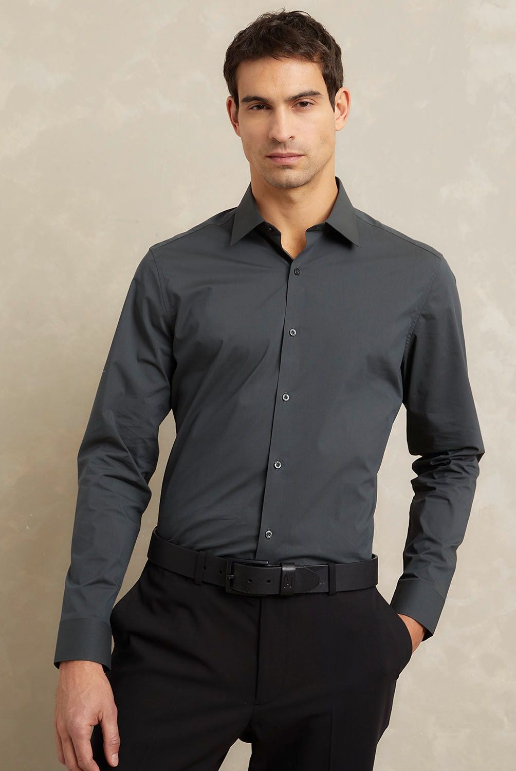 WOLF&HANK - Camisa de Vestir Hombre Wolf&Hank Manga Larga Algodón Lisa