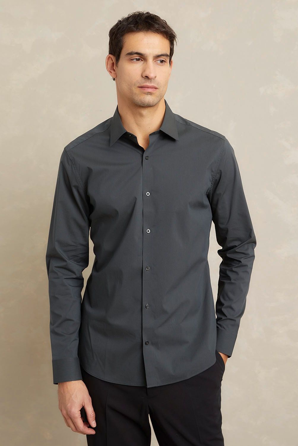 WOLF&HANK - Camisa de Vestir Hombre Wolf&Hank Manga Larga Algodón Lisa